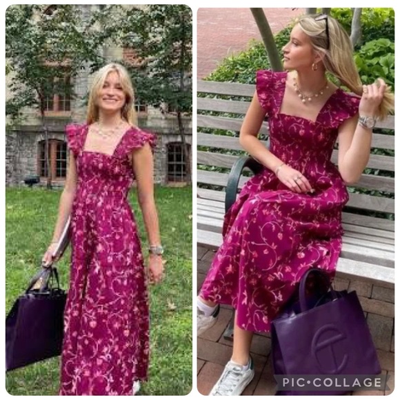 NWOT Hill House “The Nap Dress” in Burgundy Pink Botanical Print - Picture 3 of 8